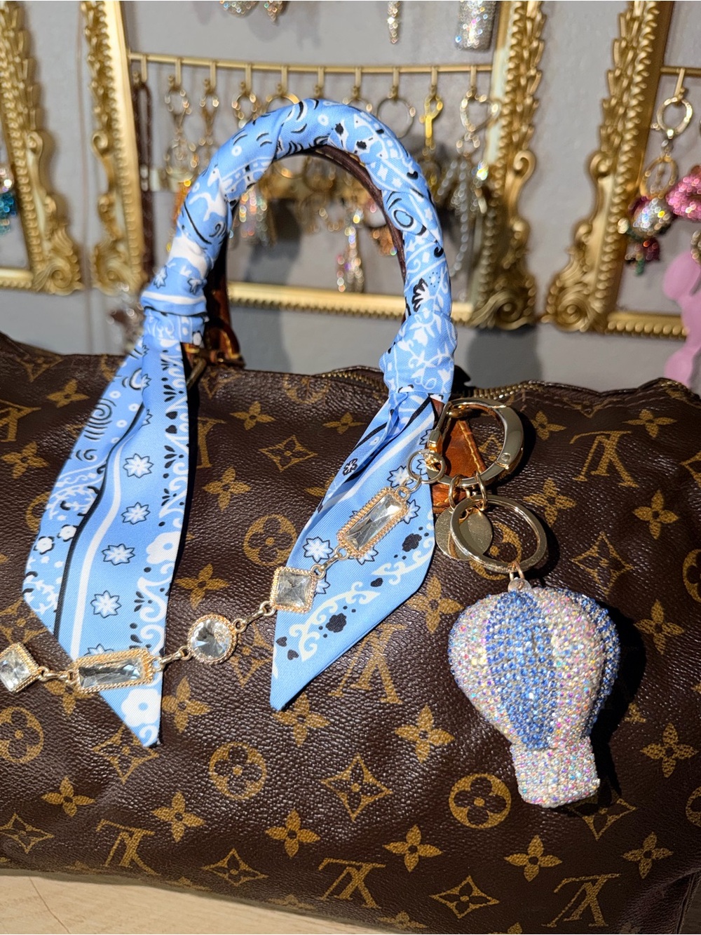 Hot air balloon bag charm Twilly and bag chain